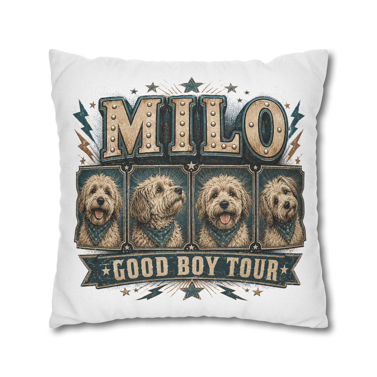 Milo "Good Boy Tour" Dog Photo Throw Pillowcase Milo Bailey Dog Dad Mom