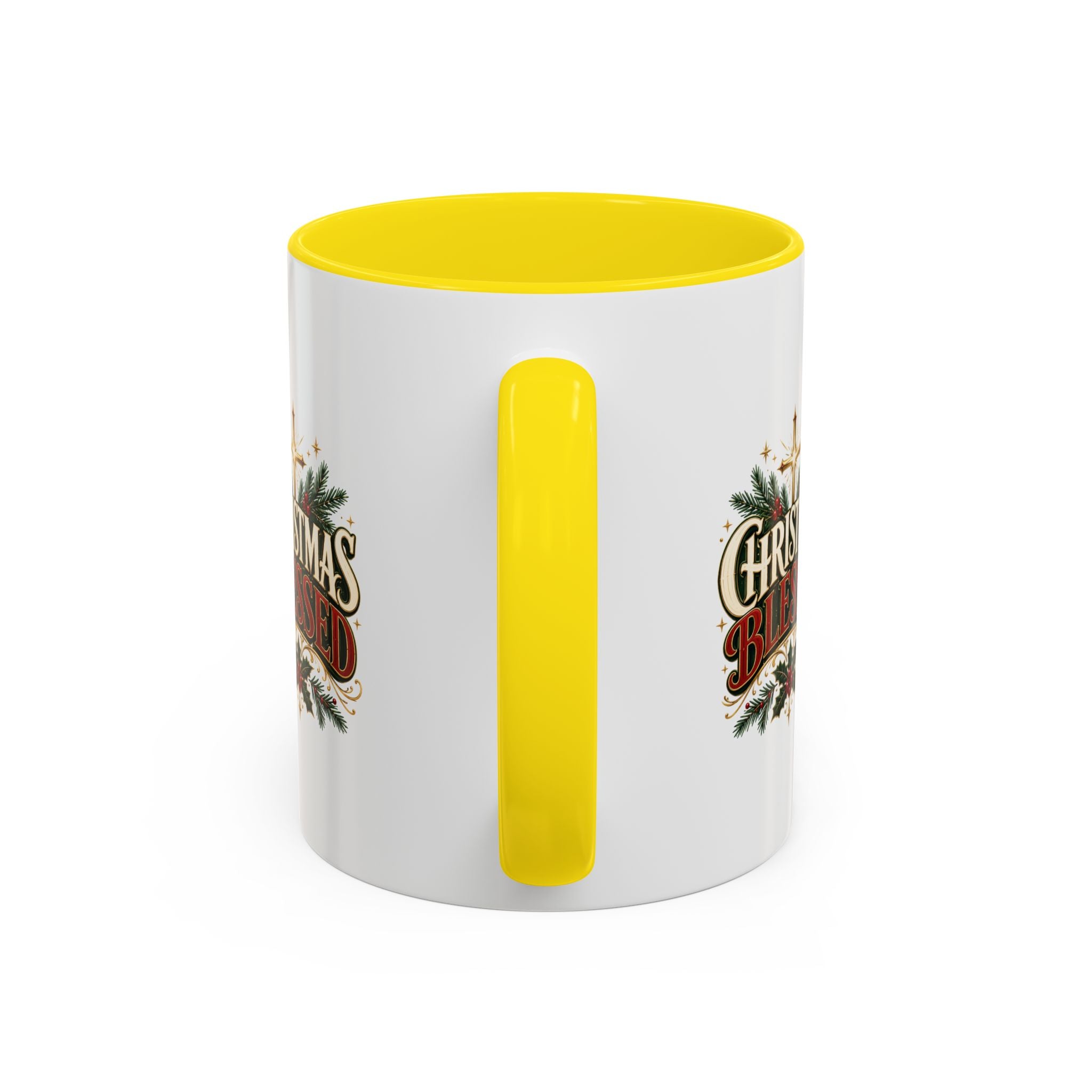 Christmas Blessed Accent Coffee Mug – Holiday Pine & Holly