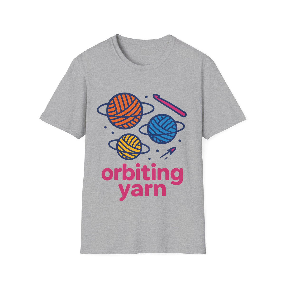 "Orbiting Yarn" Space Galaxy Crochet Graphic Tee - Funny Knitting Crafter White T-Shirt - Trending Now - September 2026