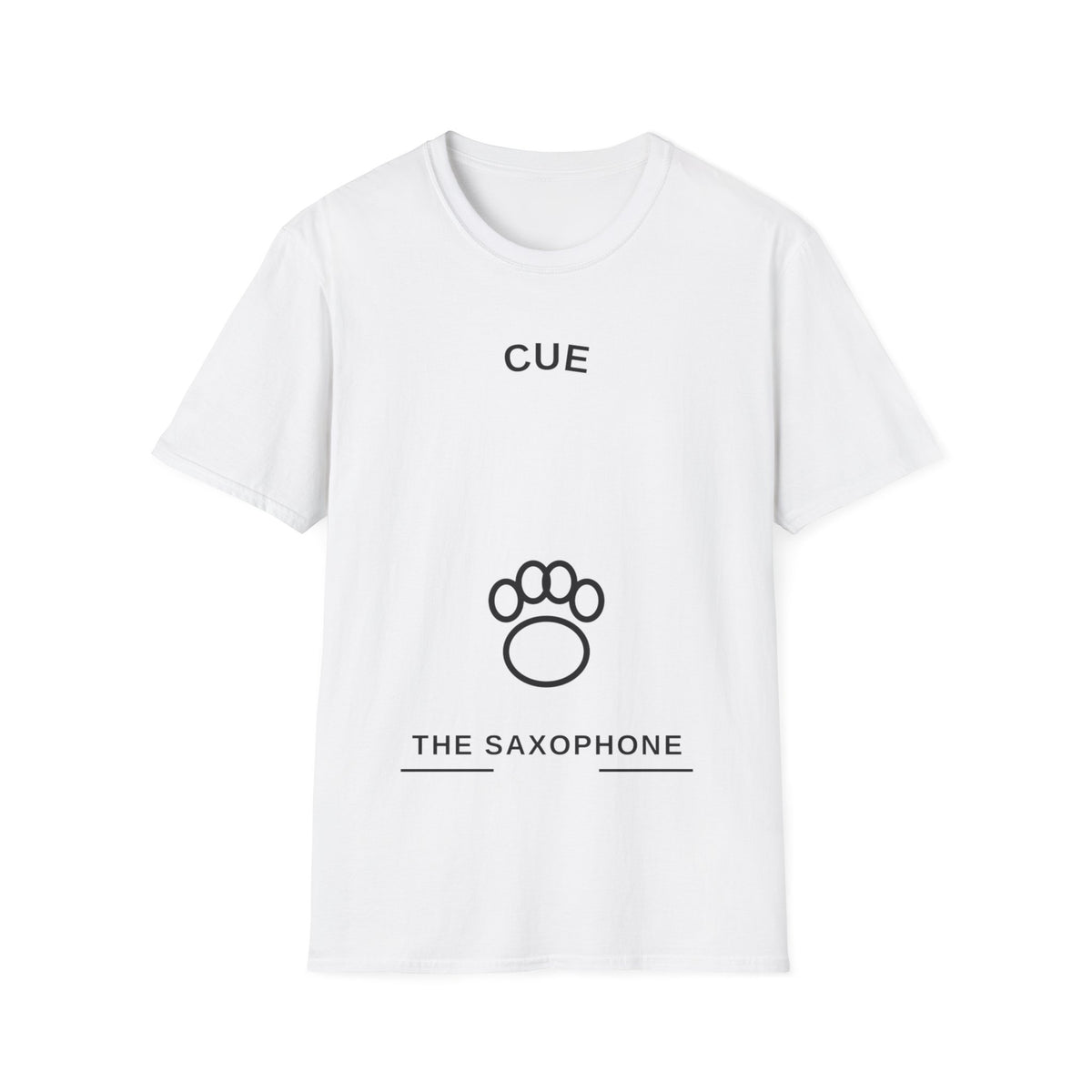 Cue The Saxophone Paw Print T-Shirt - Minimalist Pet Lover Jazz Tee - Trending Now - September 2026