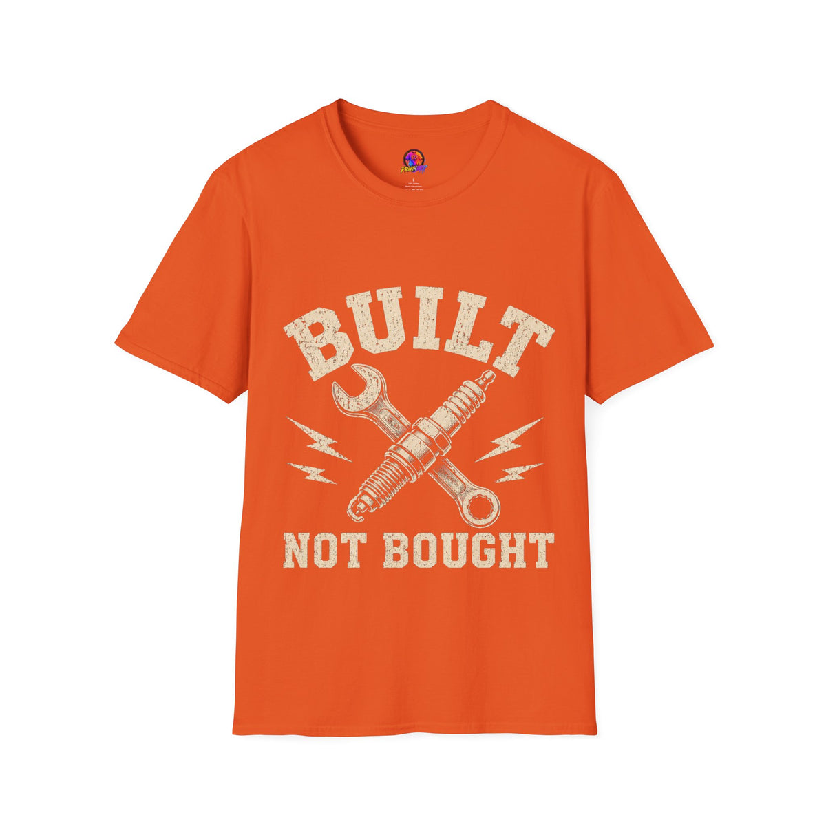 Built Not Bought T-Shirt — Mechanic Wrench & Spark Plug Vintage Tee