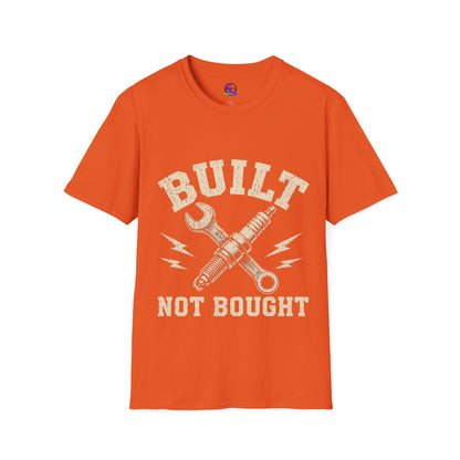 Built Not Bought T-Shirt — Mechanic Wrench & Spark Plug Vintage Tee
