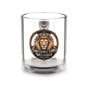 Leo Glass Mug — "Confidence Comes Naturally" Zodiac Lion 10 oz