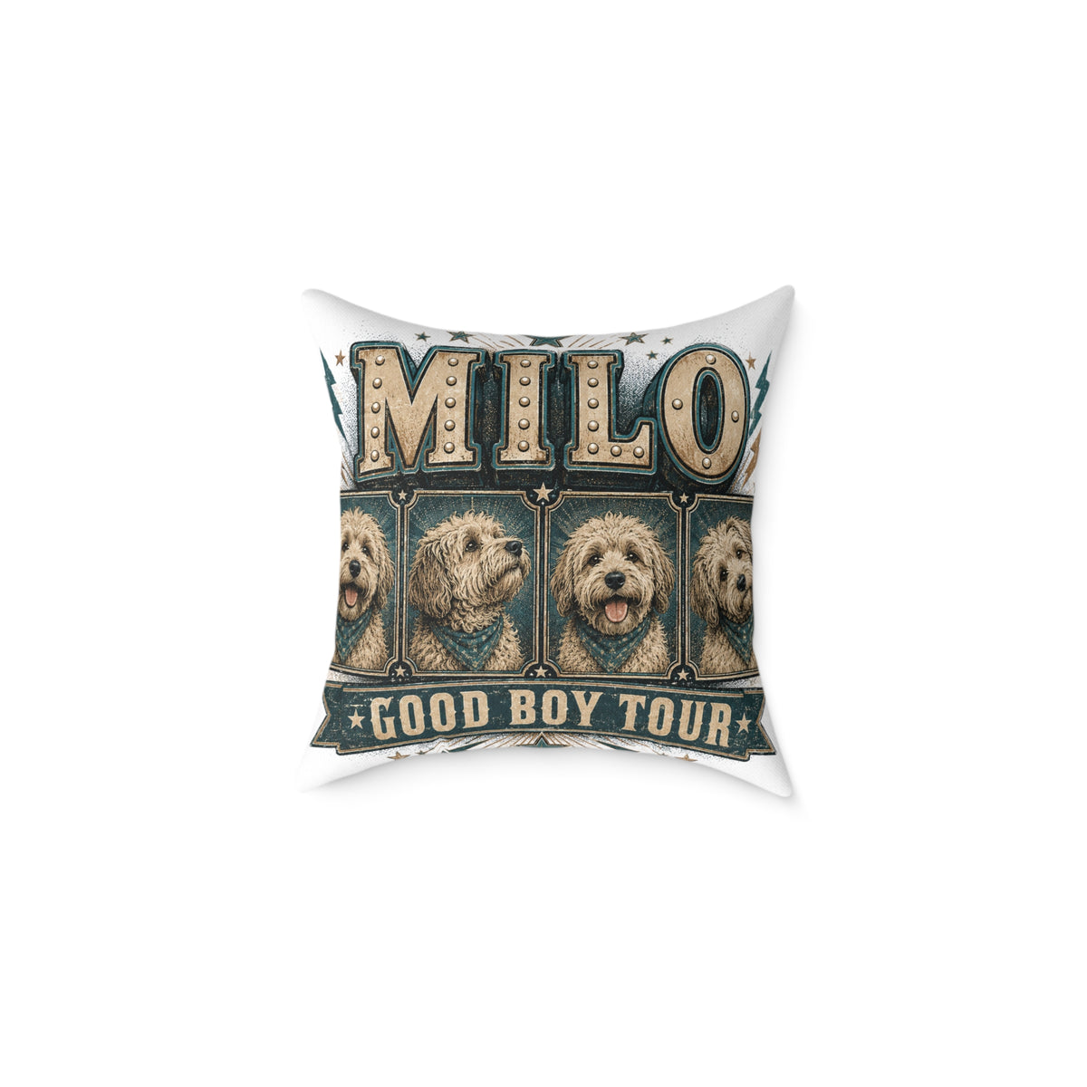 Milo "Good Boy Tour" Square Throw Pillow  Milo Bailey Dog Dad Mom