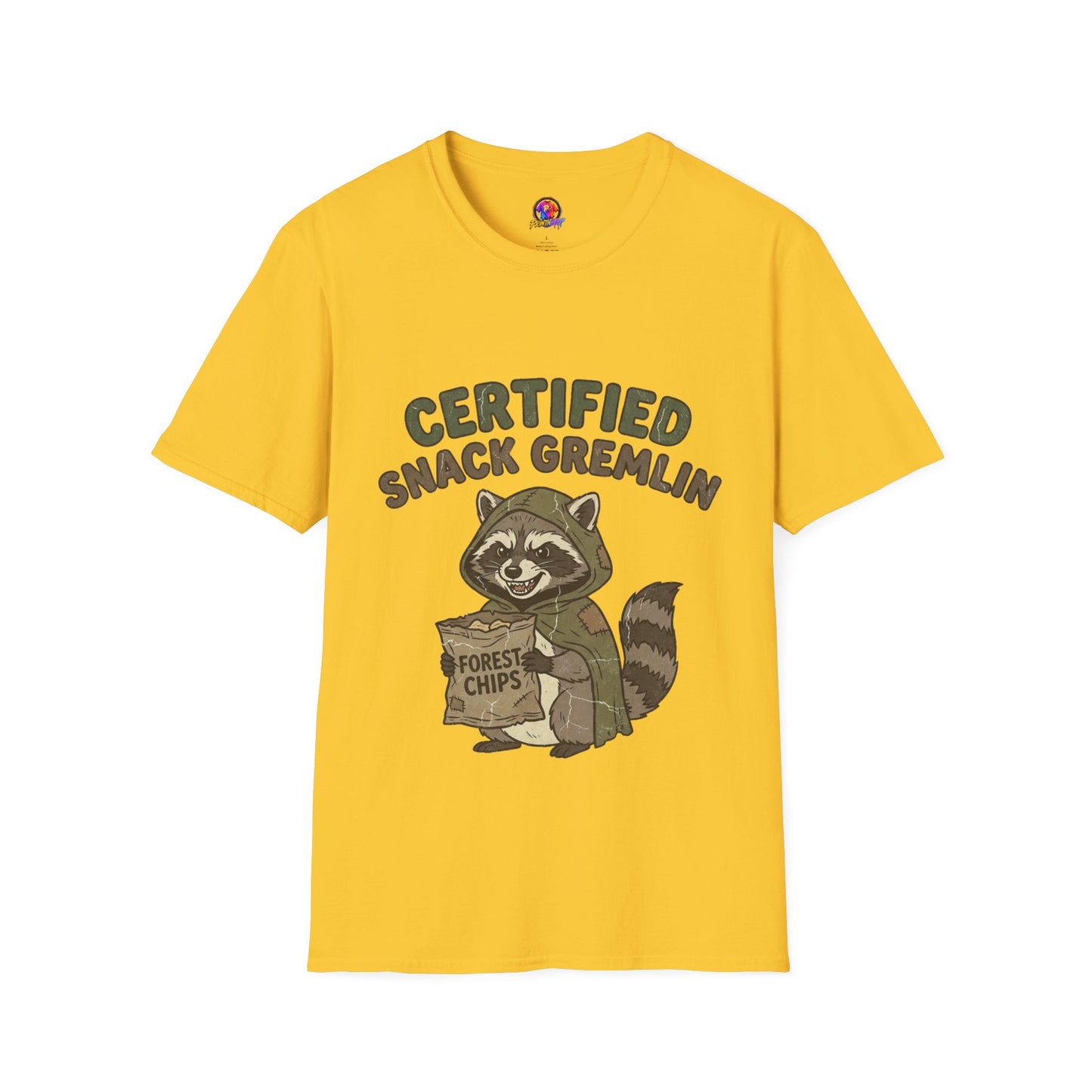 Certified Snack Gremlin T-Shirt — Funny Raccoon Snack Lover Tee
