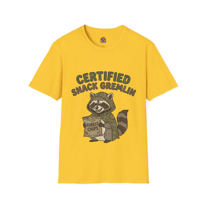 Certified Snack Gremlin T-Shirt — Funny Raccoon Snack Lover Tee