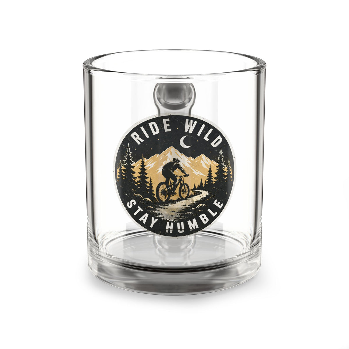 Ride Wild Stay Humble Glass Mug — 10oz Mountain Biking Coffee Cup Milo Bailey Dog Dad Mom  Glass Mug 10 oz