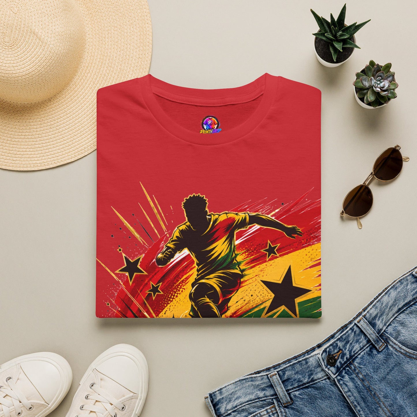 Ghana Star Power Soccer T-Shirt — Afro Football Fan Tee - Ghana T-Shirt