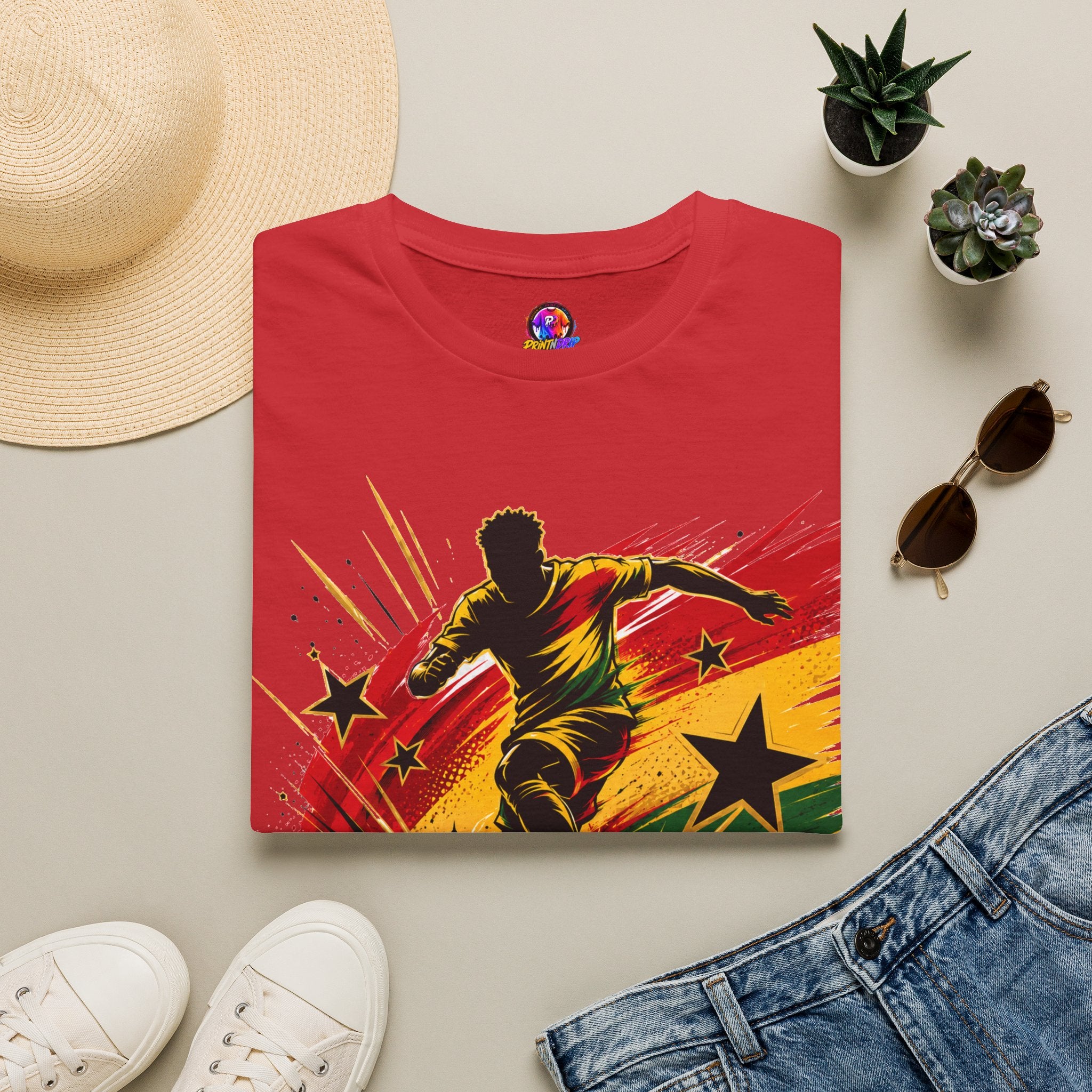 Ghana Star Power Soccer T-Shirt — Afro Football Fan Tee - Ghana T-Shirt