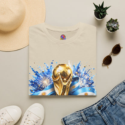 Argentina World Cup Champions T-Shirt — Gold Trophy Celebration Tee
