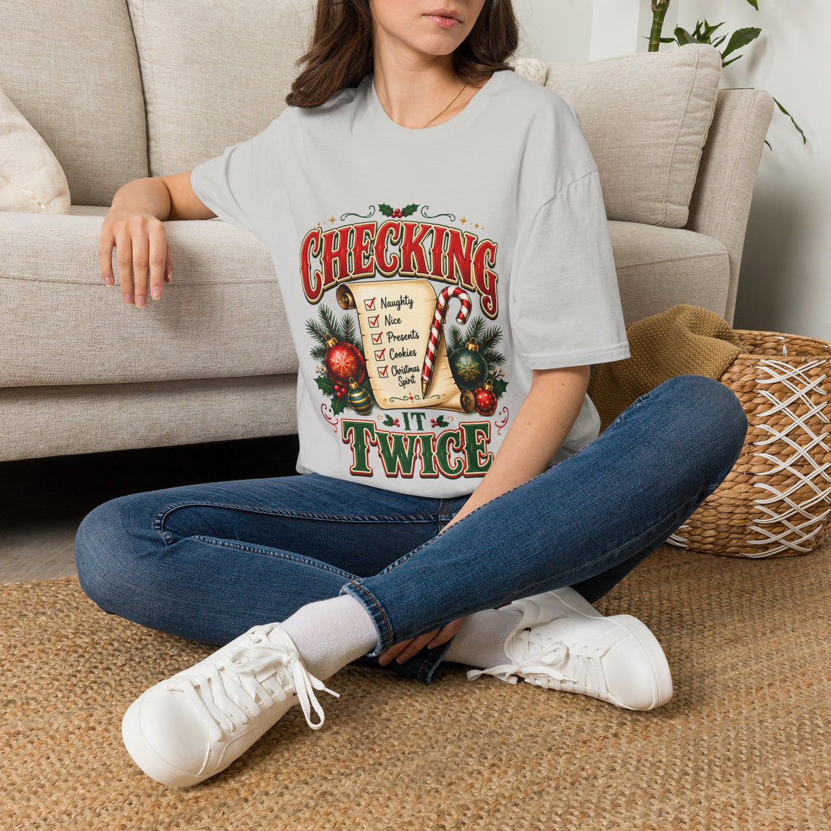 Checking It Twice Christmas T-Shirt — Naughty or Nice Holiday Tee
