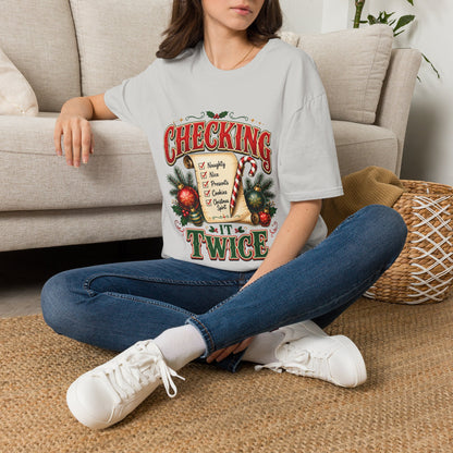 Checking It Twice Christmas T-Shirt — Naughty or Nice Holiday Tee