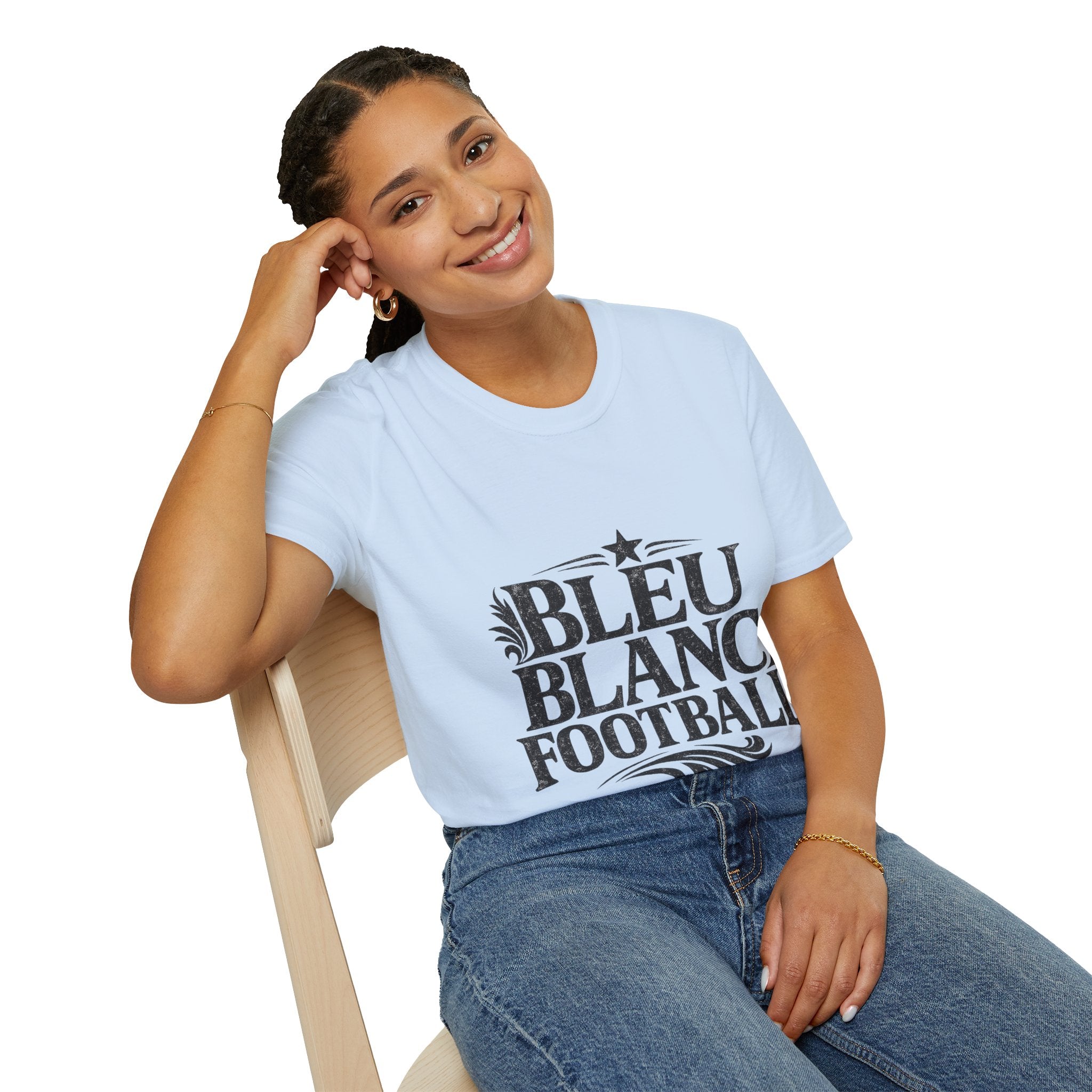 France Bleu Blanc Football T-Shirt — Vintage French Football Tee