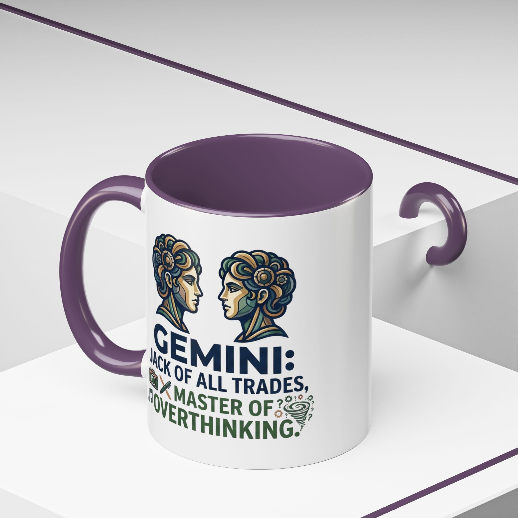 Gemini Coffee Mug – “Jack of All Trades, Master of Overthinking” Zodiac Accent Mug