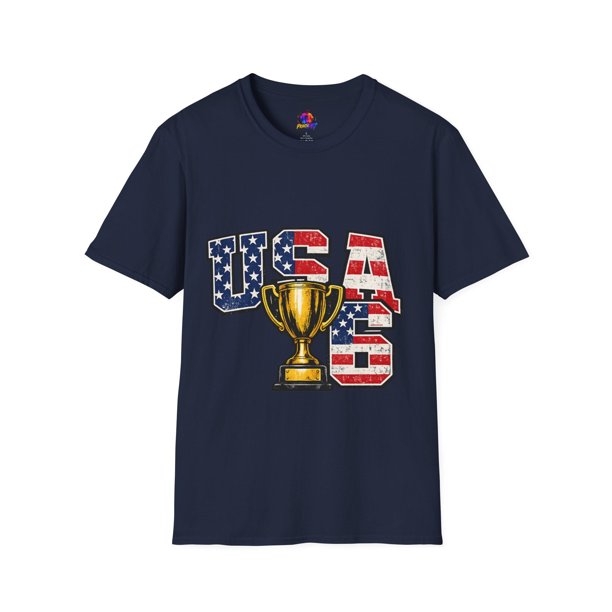 USA Trophy T-Shirt — Patriotic American Flag Graphic Tee