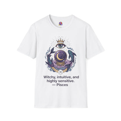 Pisces Mystic Eye T-Shirt — Witchy Astrology Moon & Crown Design