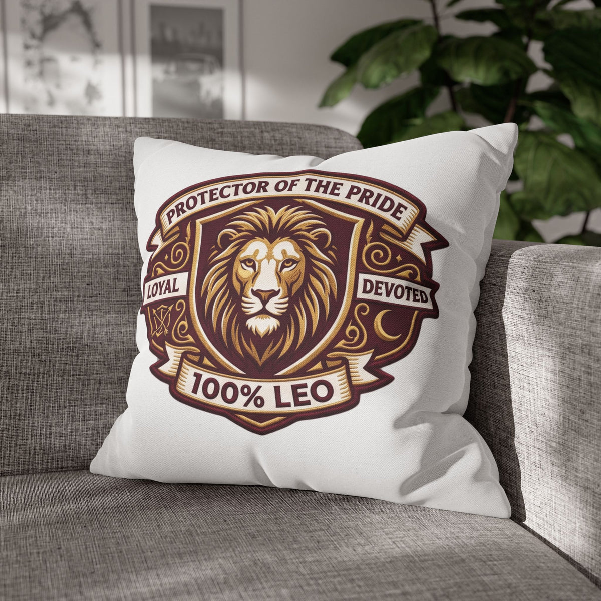 Leo Zodiac Loyal Devoted Spun Polyester Square Pillowcase