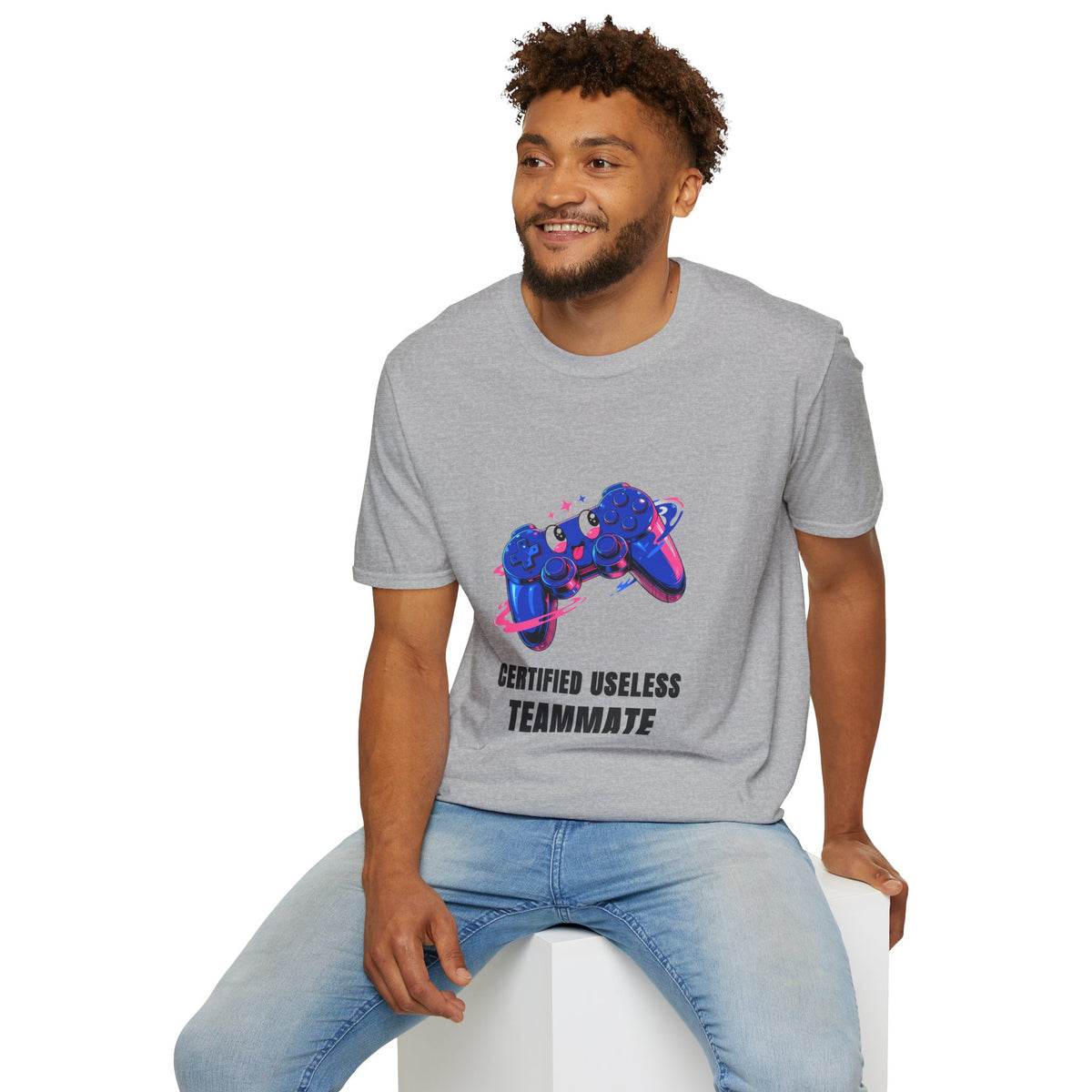 Certified Useless Teammate Gamer T-Shirt — Retro Neon Gamepad Tee - Trending Now - August 2026