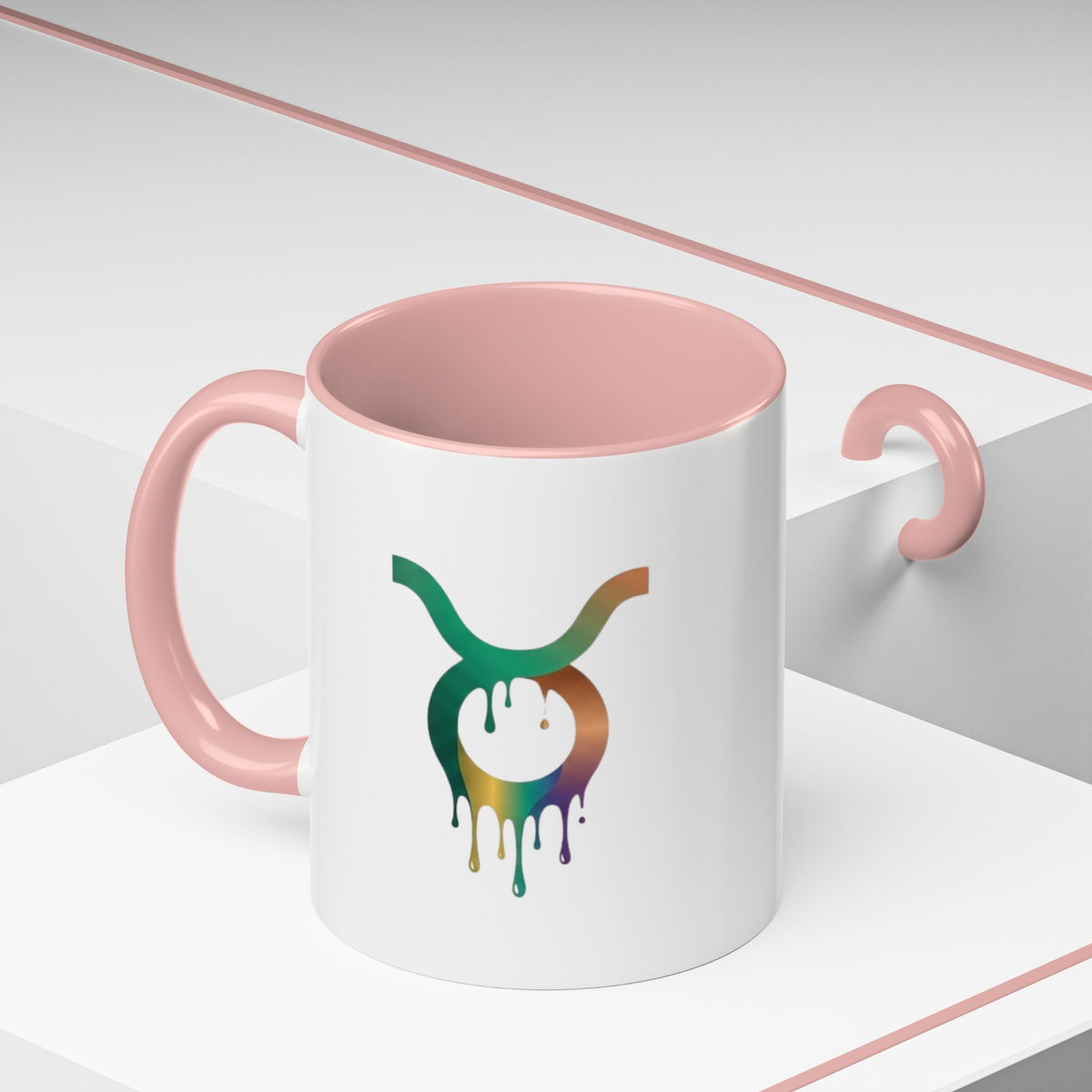 Taurus Drip Zodiac Coffee Mug — Colorful Taurus Symbol Accent Mug