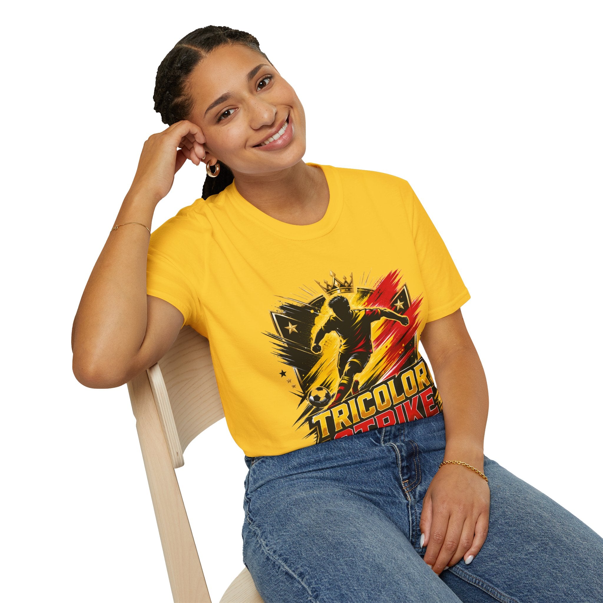 Belgium Soccer T-Shirt — 'Tricolor Strike' Graphic Jersey Tee