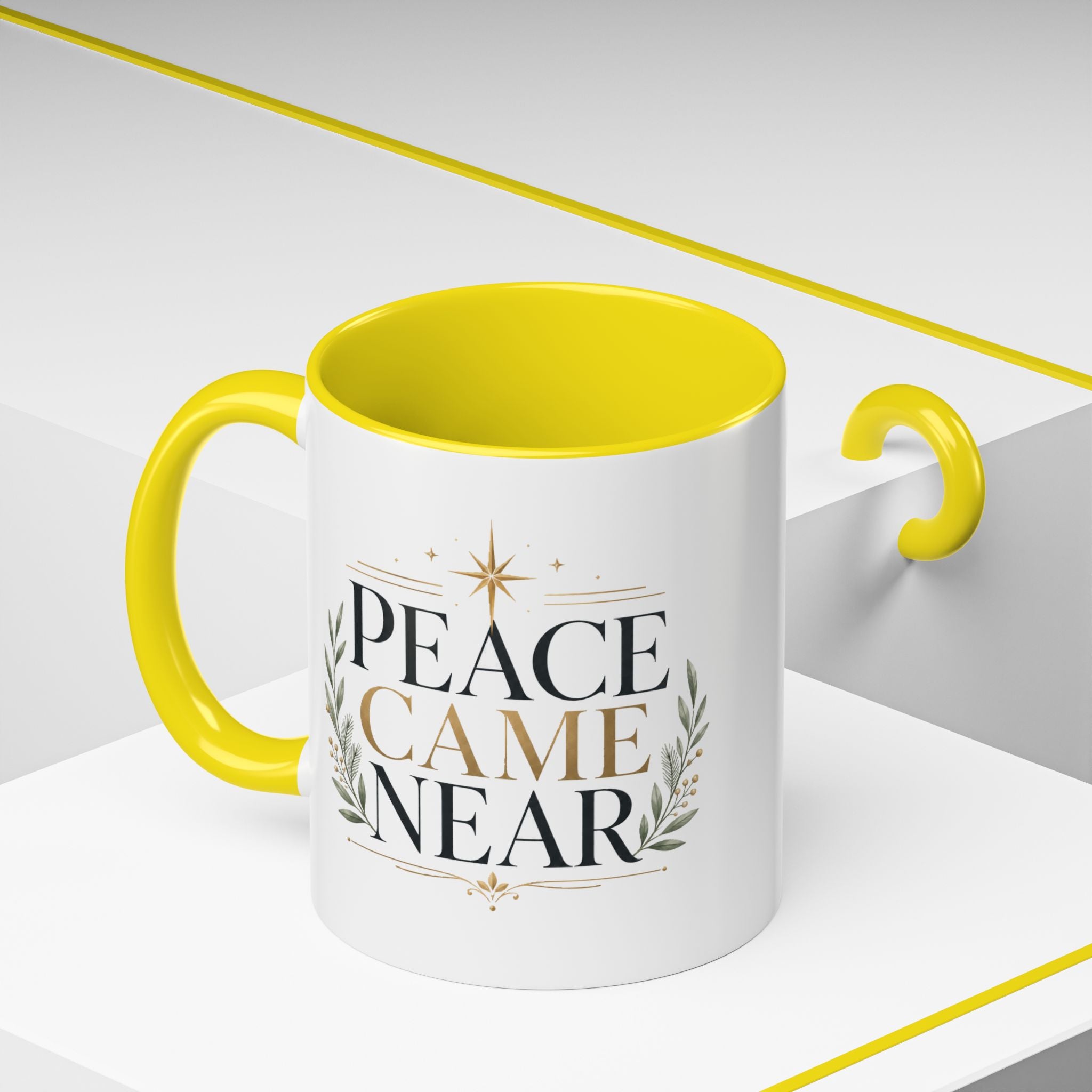 Christmas Peace Came Near Accent Coffee Mug — Holiday Christian Christmas Tea Cup