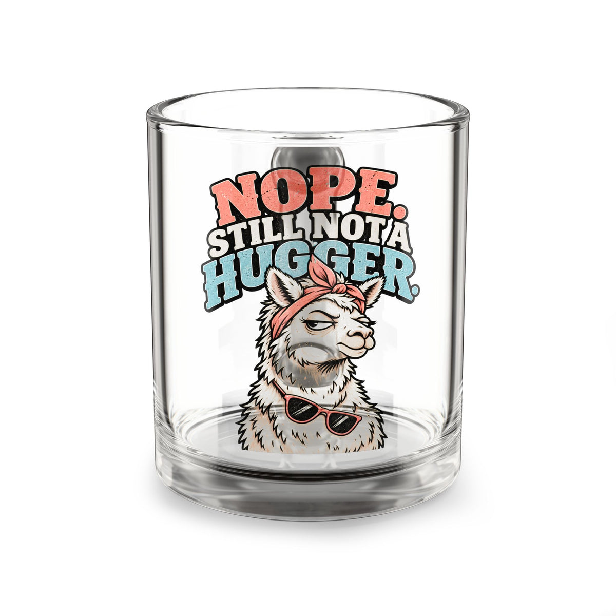 Glass Mug — Funny "Nope. Still Not a Hugger" Llama Coffee Glass