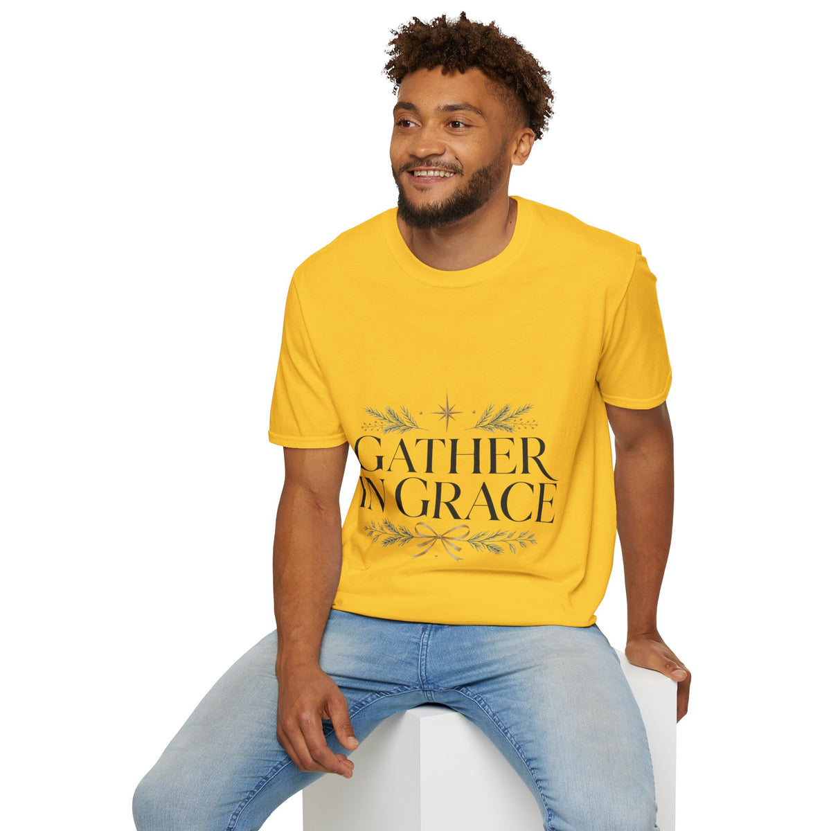 Gather in Grace T-Shirt — Elegant Holiday Floral Typography Tee