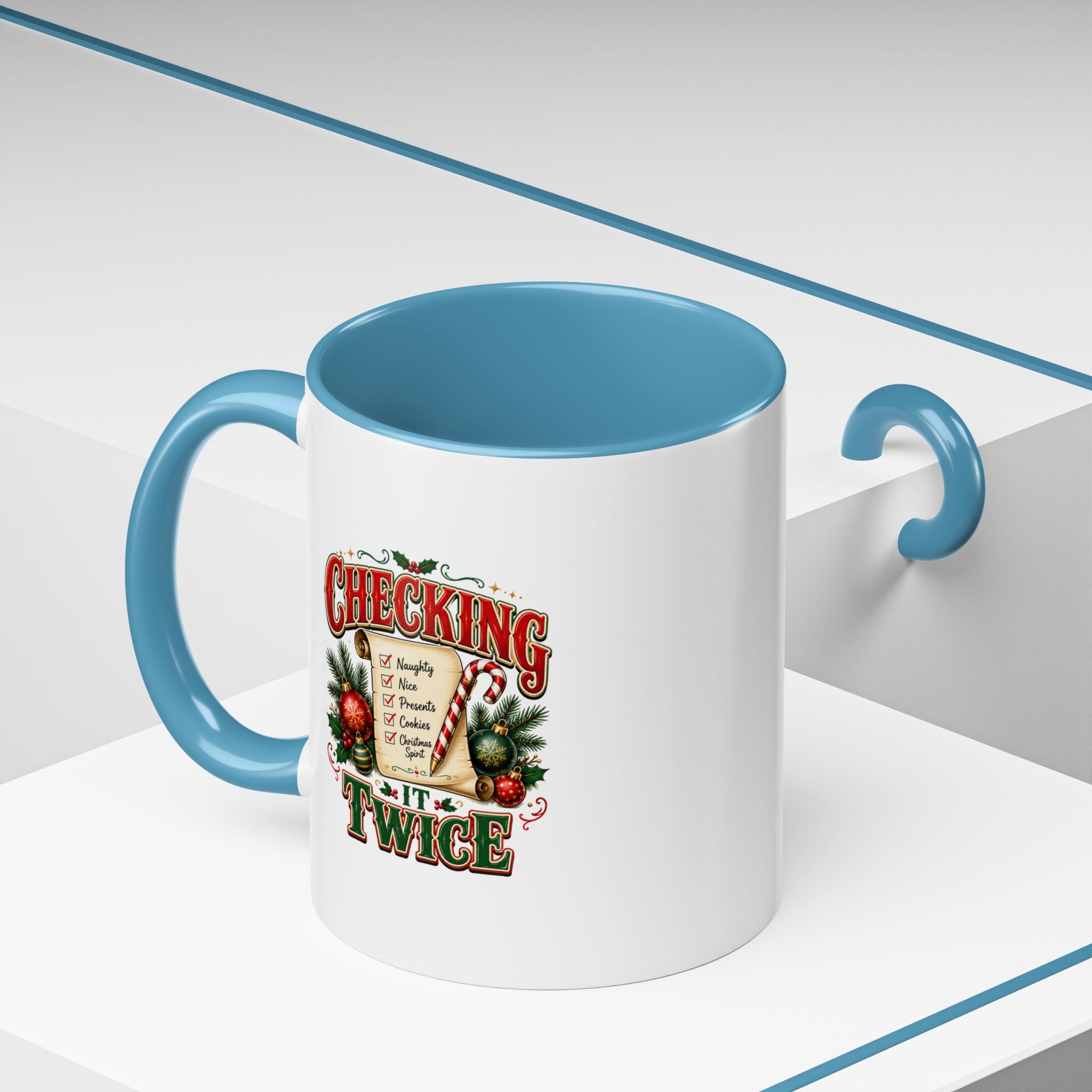 Checking It Twice Christmas Coffee Mug — Holiday Checklist Design