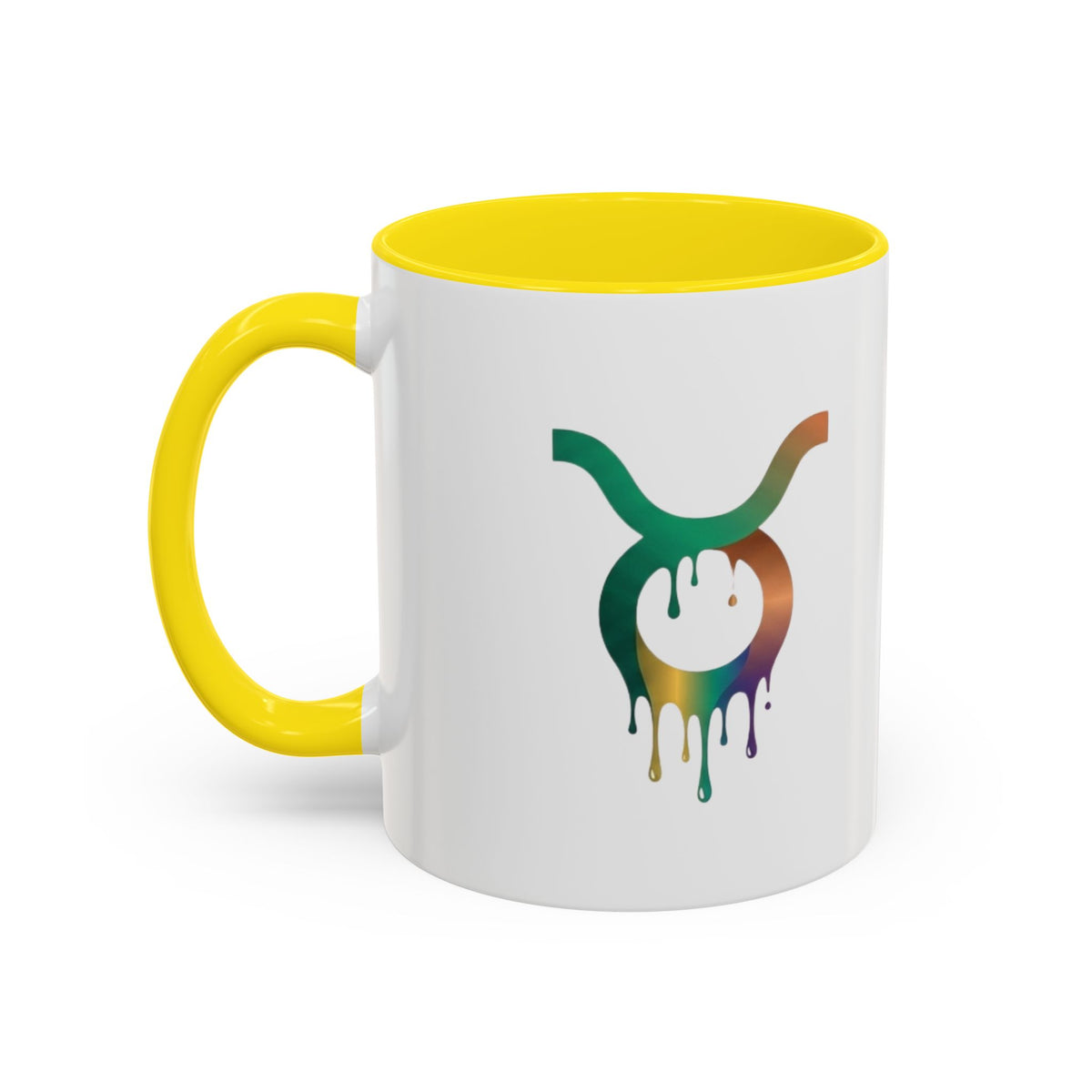 Taurus Drip Zodiac Coffee Mug — Colorful Taurus Symbol Accent Mug