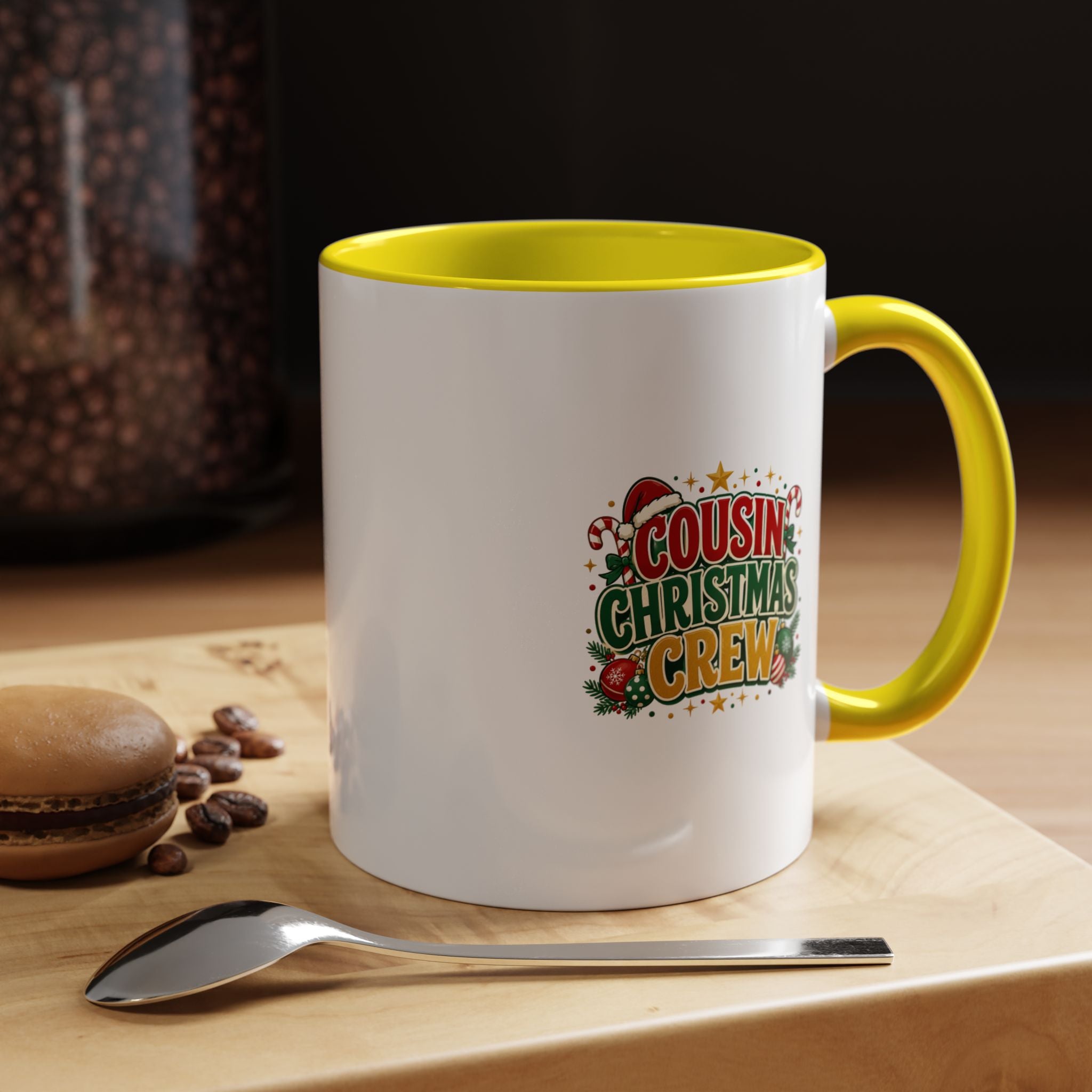 Cousin Christmas Crew Accent Coffee Mug — Holiday Family Christmas Coffee Cup