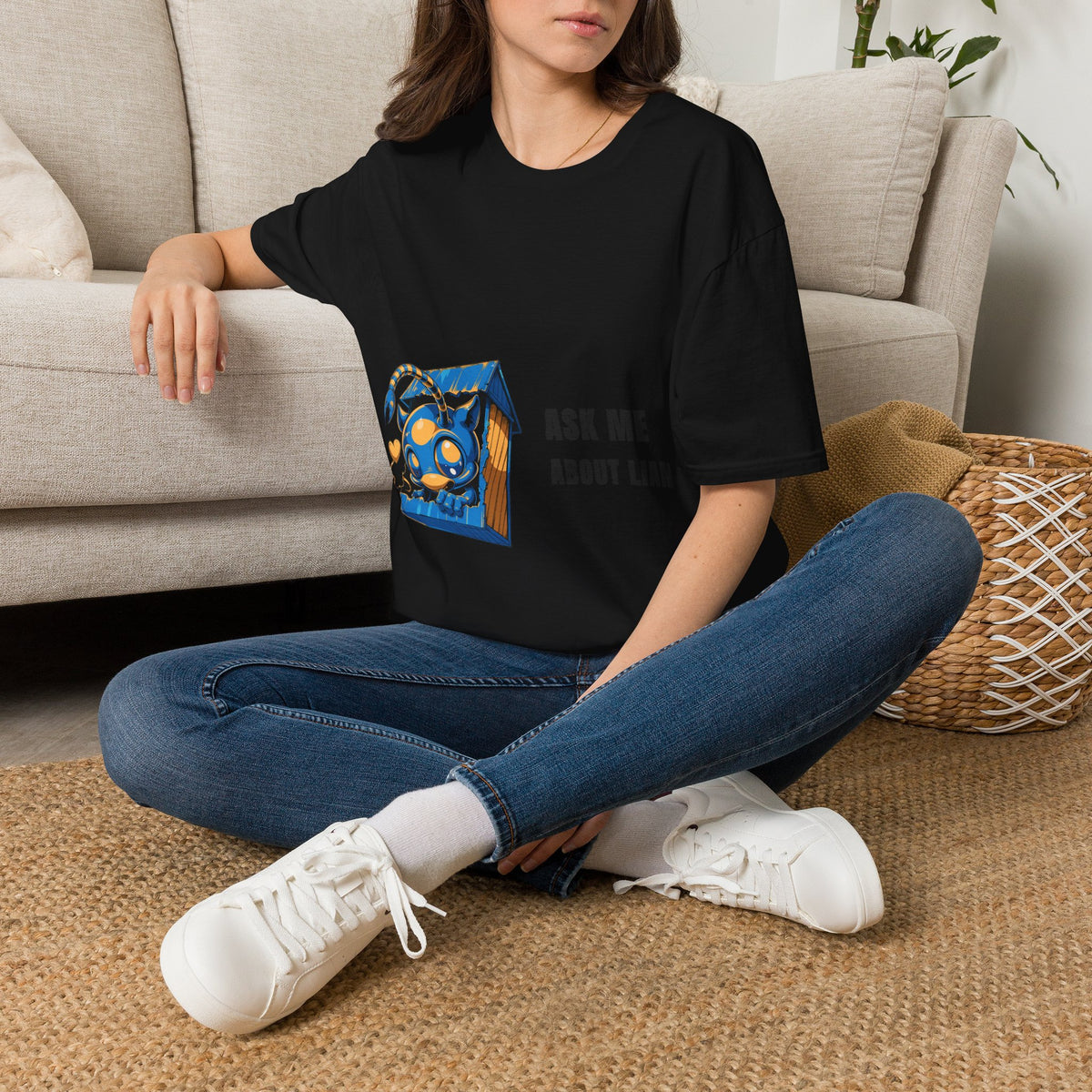 Ask Me About Liam Blue Monster Gift Box White Graphic Tee - Trending Now - September 2026
