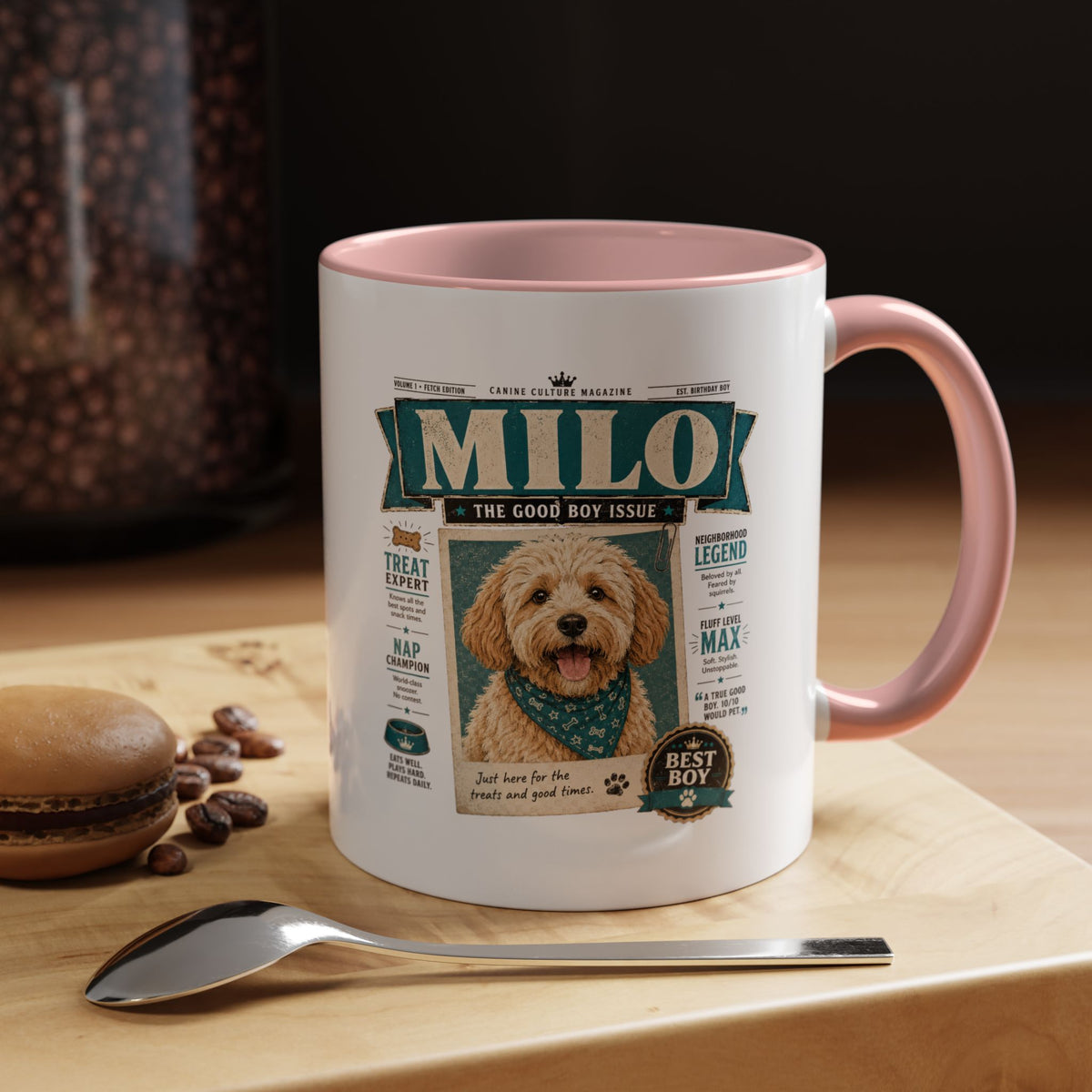 Milo Bailey Dog Dad Mom Personalized Dog Mug – “Milo” Good Boy Vintage Pet Coffee Mug