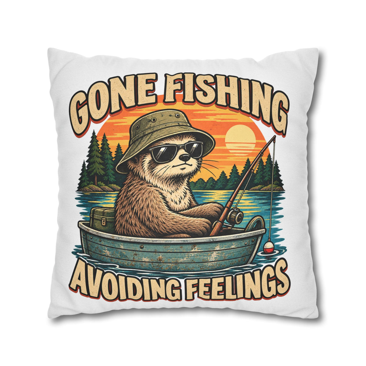 Funny Gone Fishing Avoiding Feelings Decorative Pillowcase