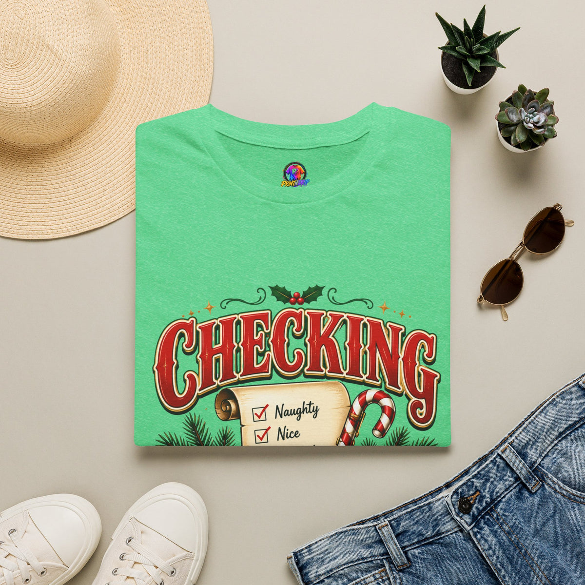 Checking It Twice Christmas T-Shirt — Naughty or Nice Holiday Tee