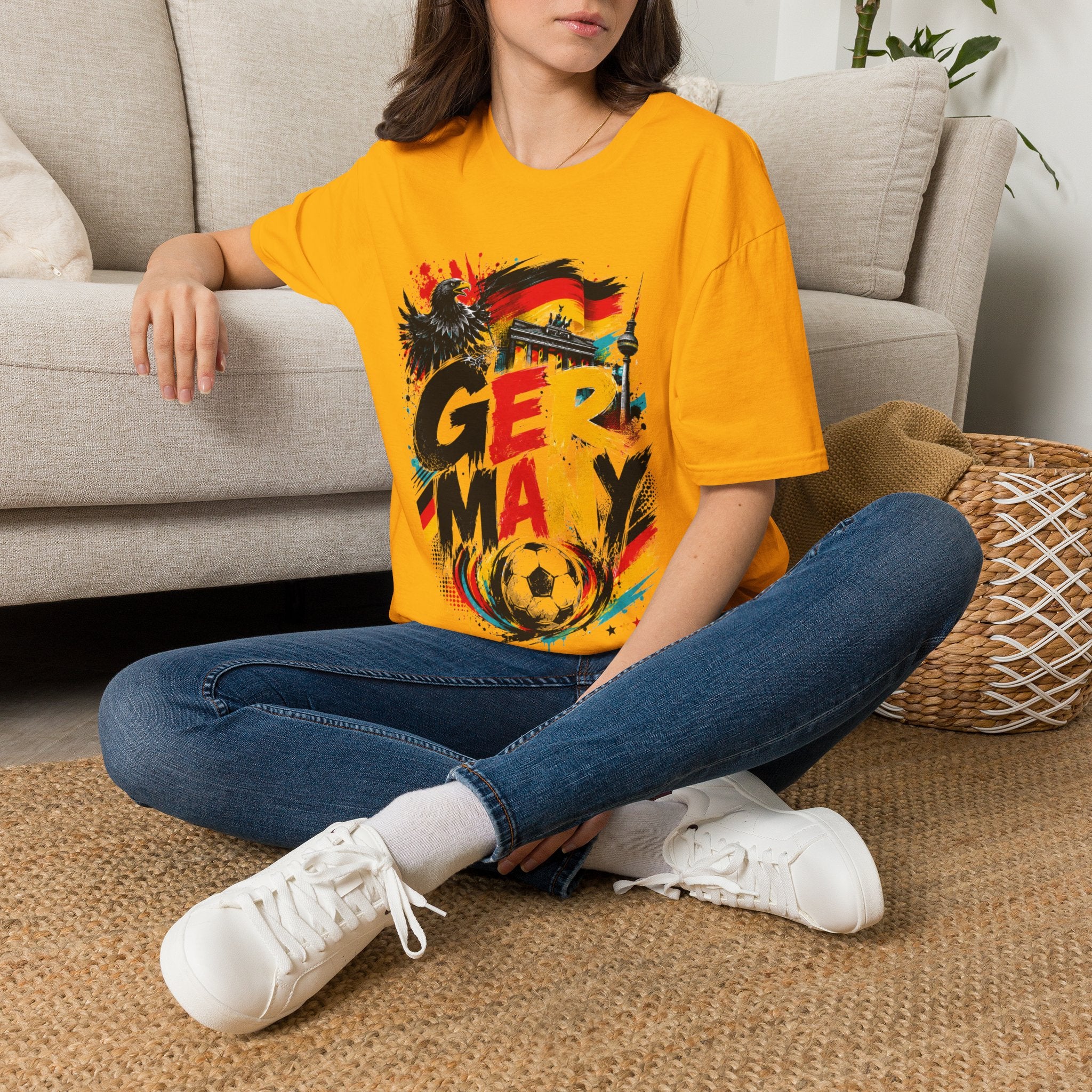 Germany Soccer Graphic T‑Shirt — Flag, Eagle & Brandenburger Tor Design