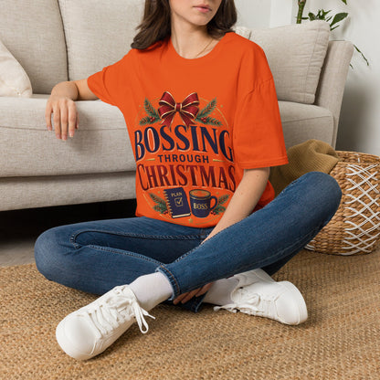Christmas “Bossing Through Christmas” T‑Shirt — Funny Holiday Boss Gift