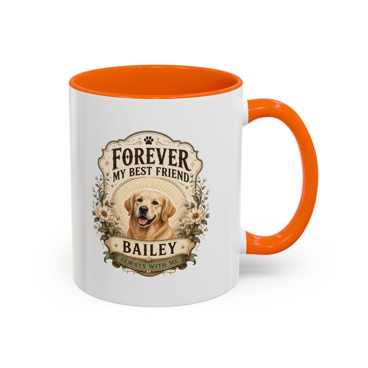 Milo Bailey Dog Dad Mom Forever My Best Friend Dog Coffee Mug — Personalized Pet Name Golden Retriever Accent Mug