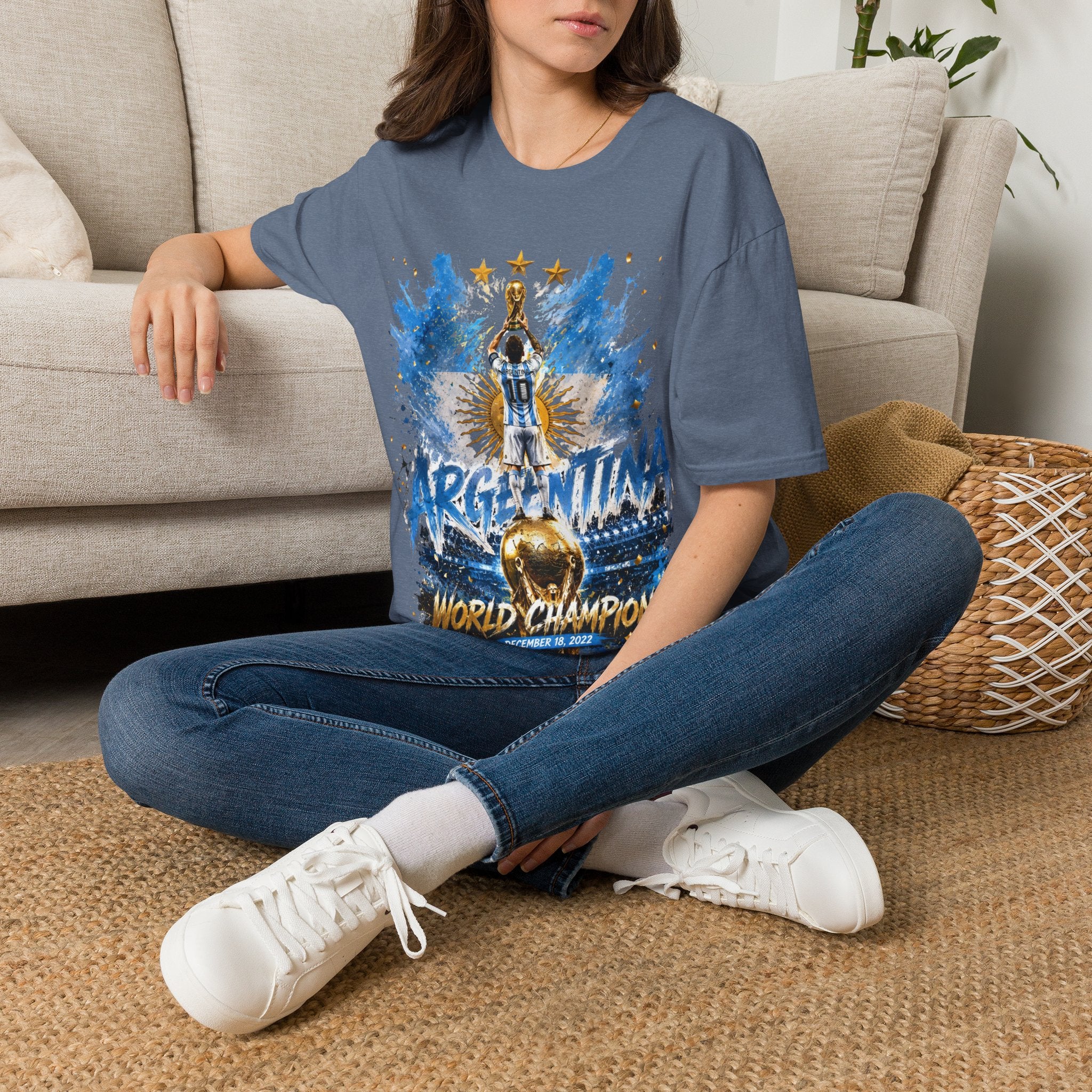 Argentina World Champions T‑Shirt — Soccer World Cup 3 Stars Tribute