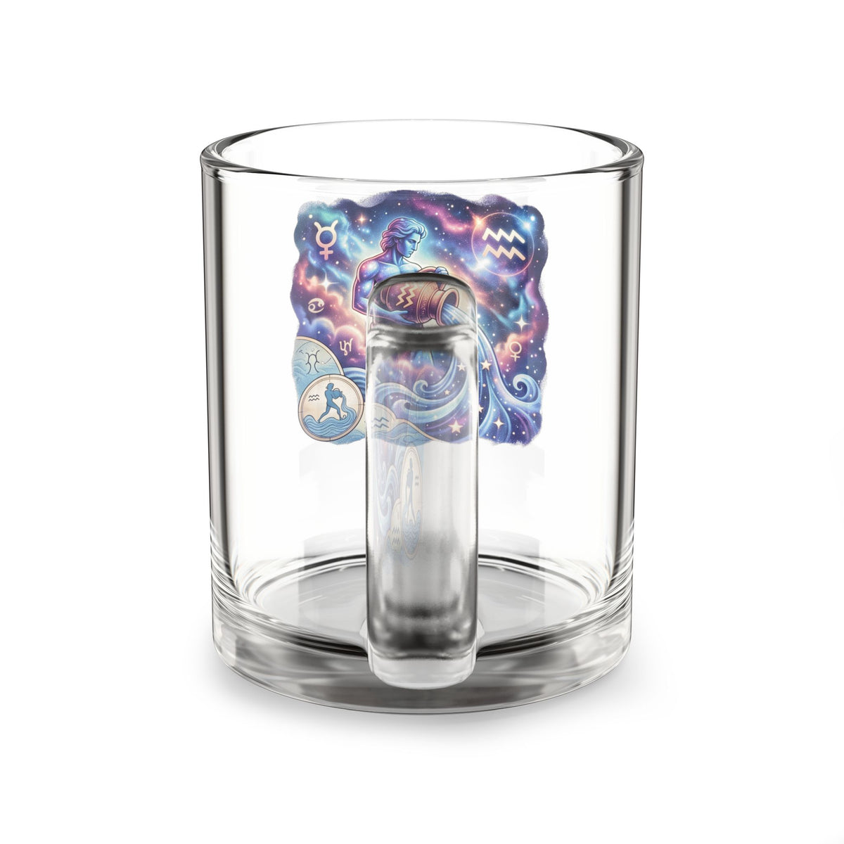 Aquarius Zodiac Glass Mug — 10oz Celestial Horoscope Coffee Cup