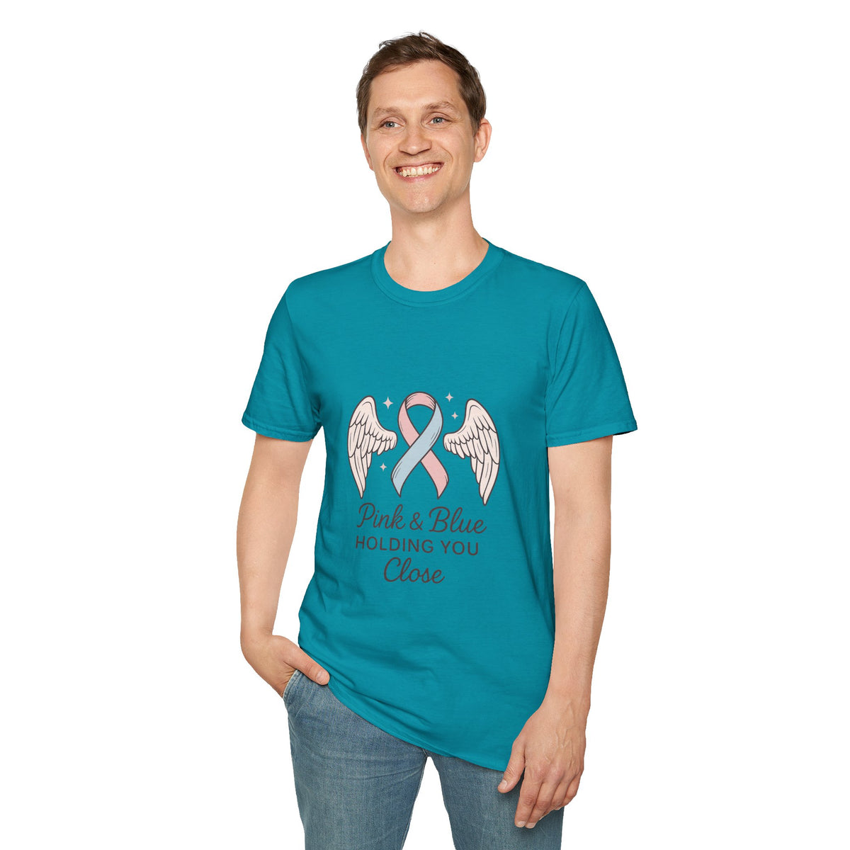 Pink & Blue Ribbon Angel Wings T-Shirt — Infant Loss Awareness Tee - Trending Now - October 2026