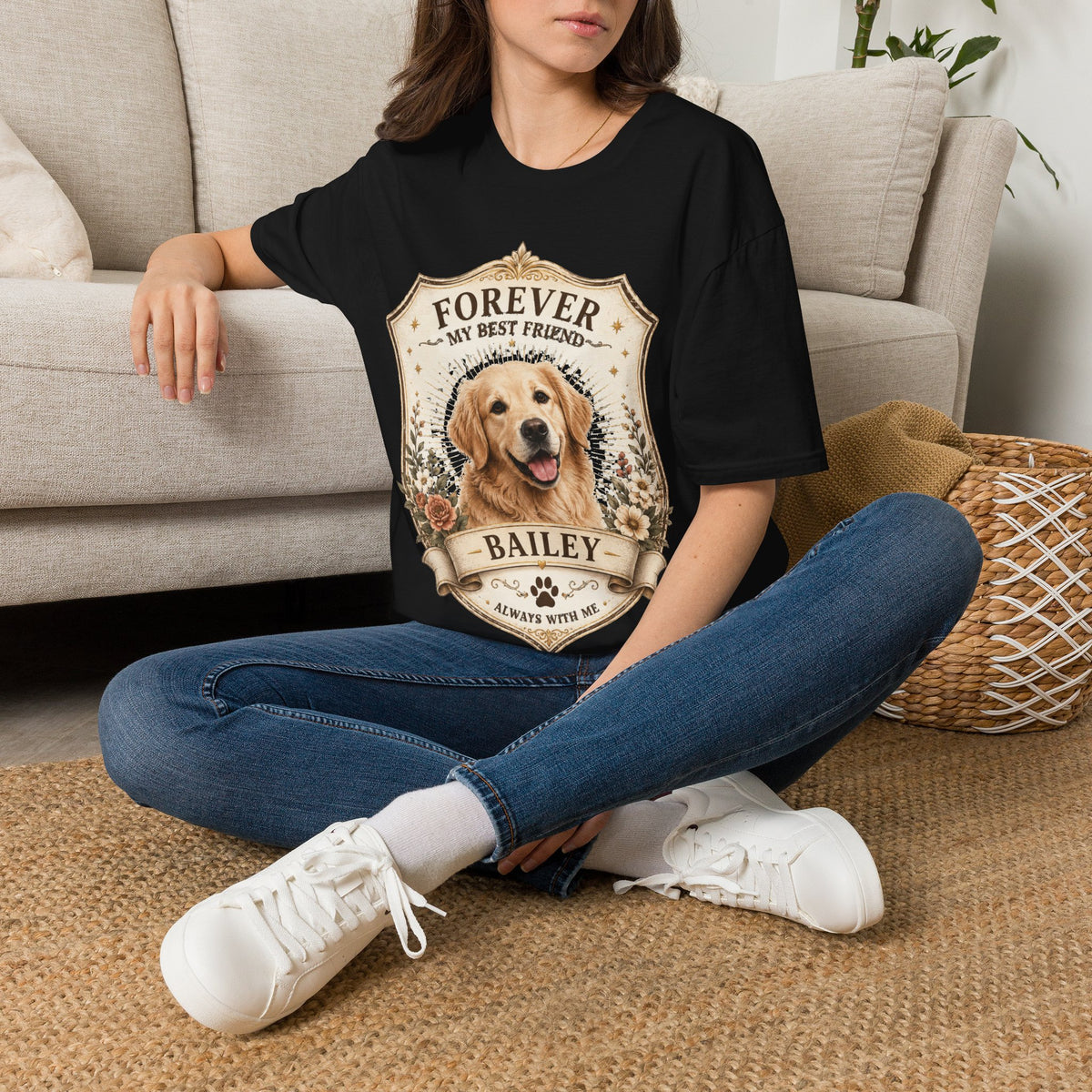 Dog Memorial T-Shirt — "Forever My Best Friend" Personalized Golden Retriever Tribute