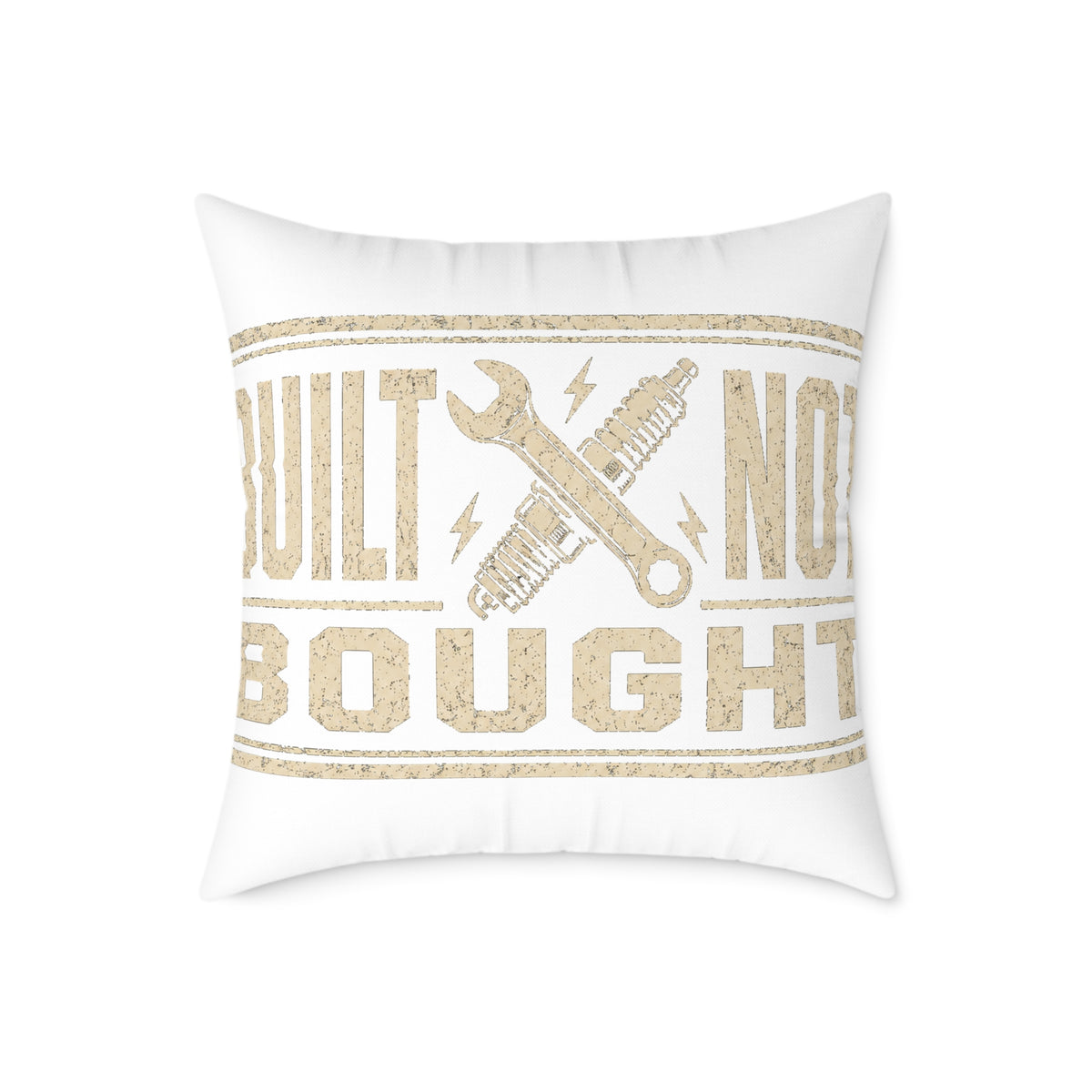 Built Not Bought Throw Pillow Milo Bailey Dog Dad Mom— Rustic DIY Mechanic Accent Cushion