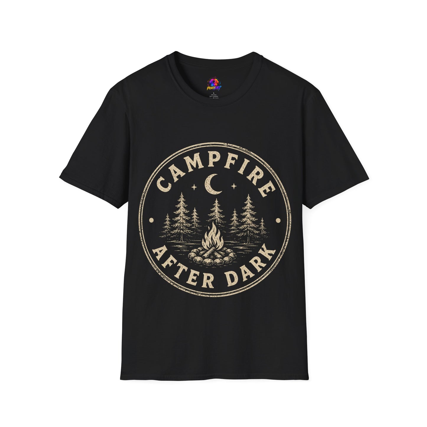 Campfire After Dark T-Shirt — Vintage Moon & Pines Camping Tee