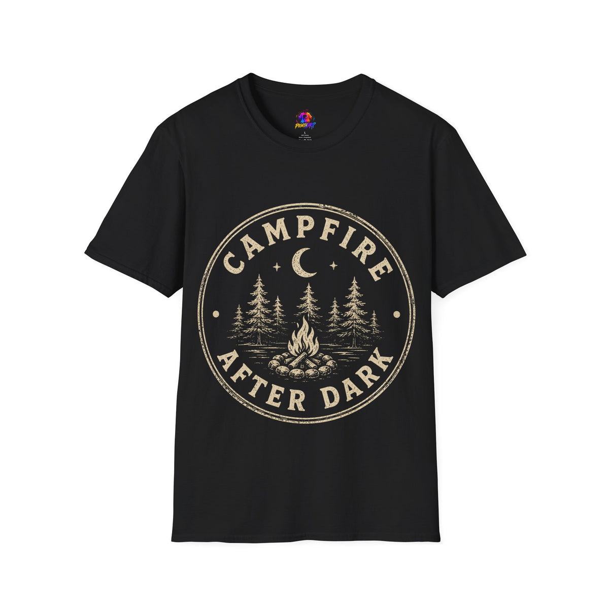 Campfire After Dark T-Shirt — Vintage Moon & Pines Camping Tee