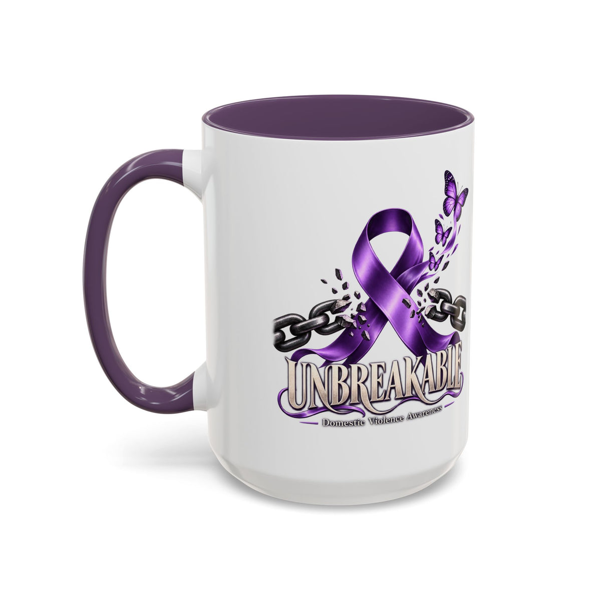 Unbreakable Purple Ribbon Coffee Mug —Domestic Violence Awareness Support Accent Mug