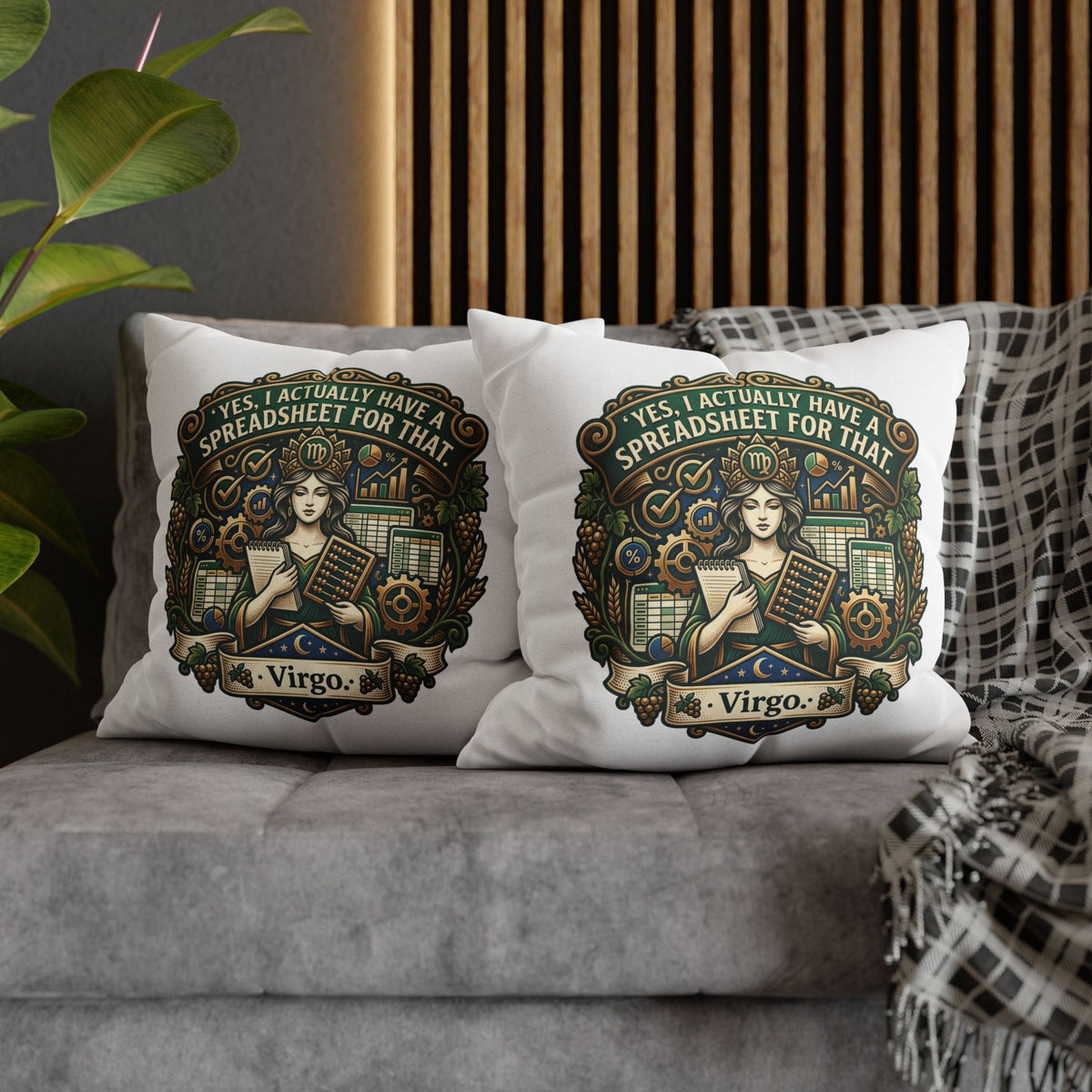 Virgo Astrology Pillowcase — "Yes, I Actually Have a Spreadsheet for That" Decorative Throw Pillow