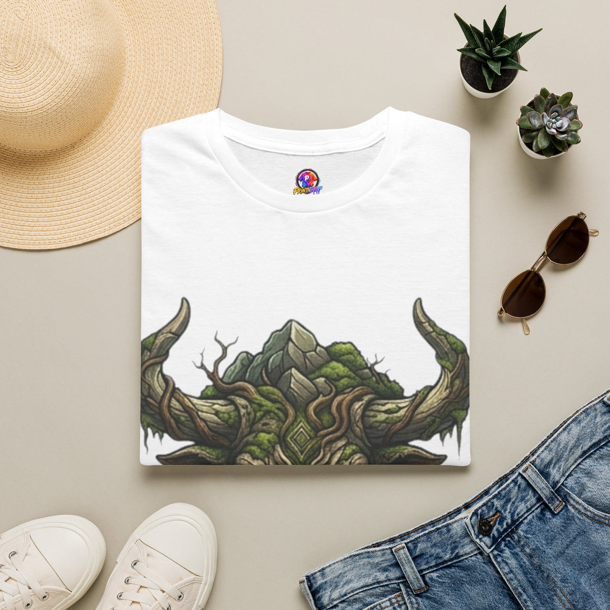 Forest Spirit Bull T-Shirt — Greenwood Celtic Nature Bull Design