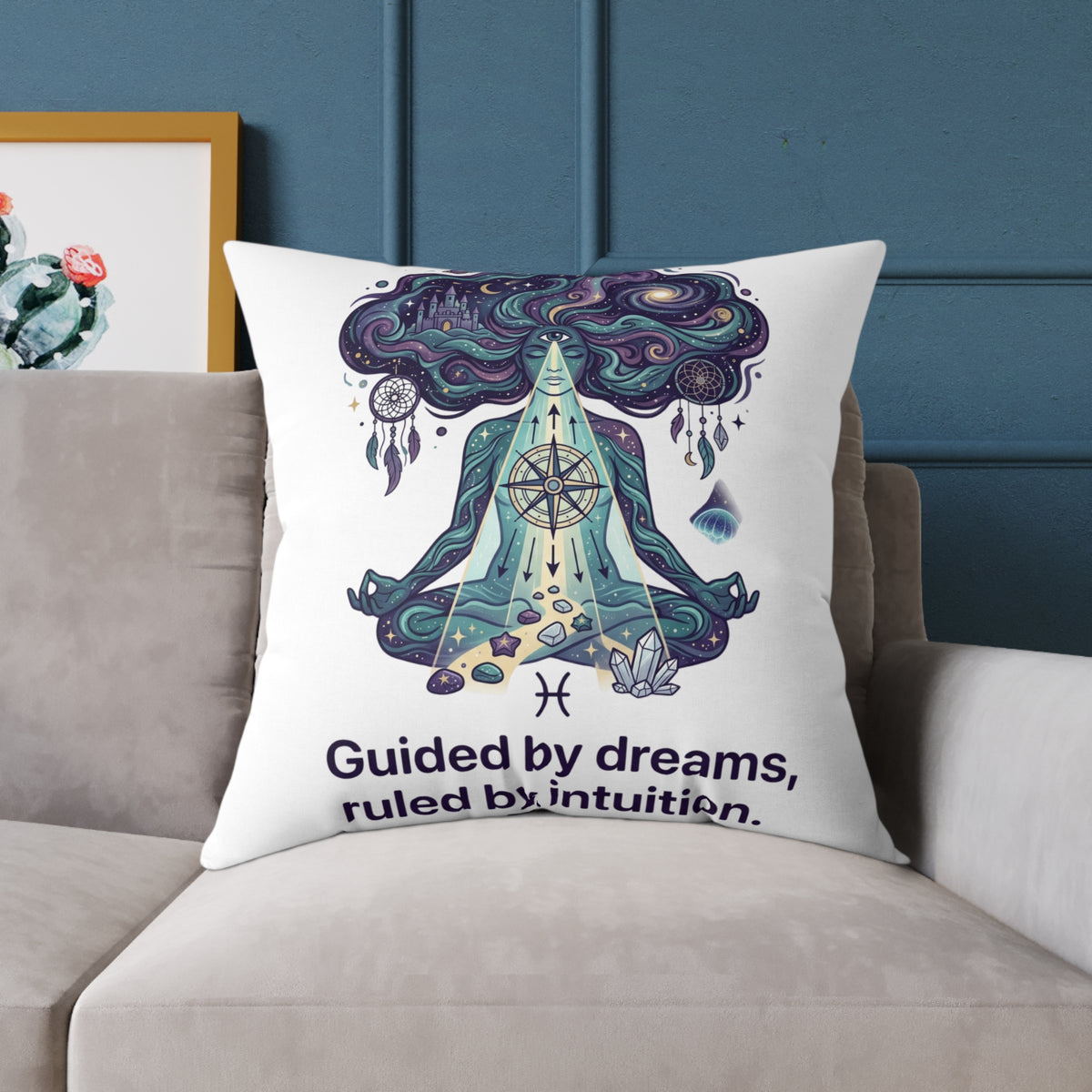 Pisces Zodiac Guided By Dreams Square Poly Canvas Pillow