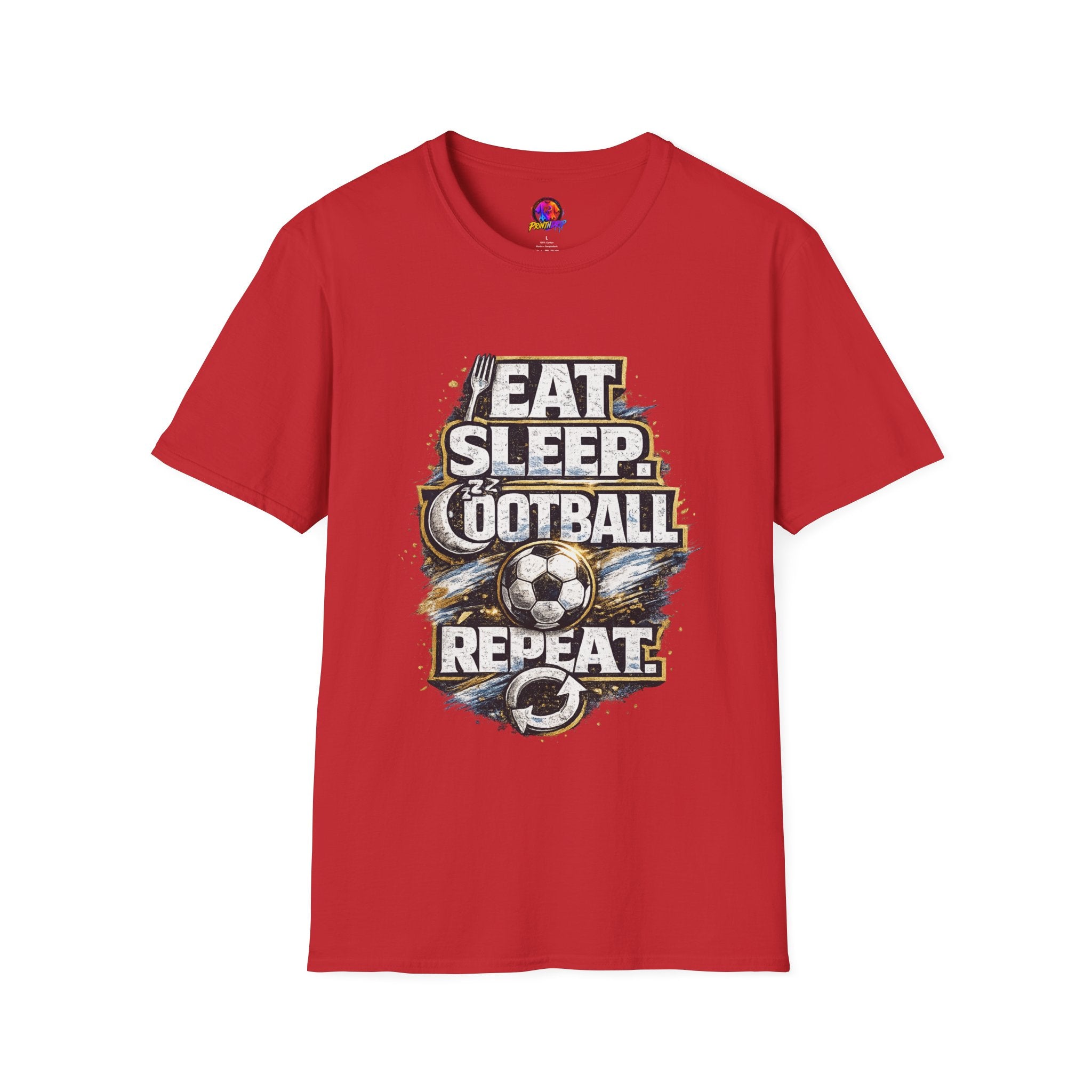 Football 'Eat Sleep Football Repeat' T-Shirt — Vintage Soccer Fan Tee