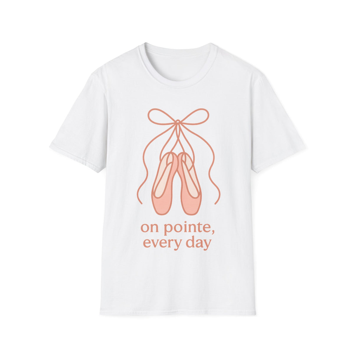 "On Pointe Every Day" Ballet Pointe Shoes Tee - Cute Coquette Balletcore Aesthetic White T-Shirt - Trending Now - September 2026